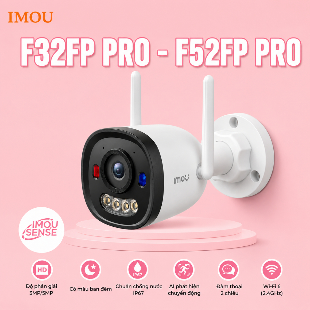 (TẶNG HKT đơn cam+thẻ) Camera Imou Ngoài Trời F52P/F32FP PRO/F52FP PRO 5MP WiFi IP67