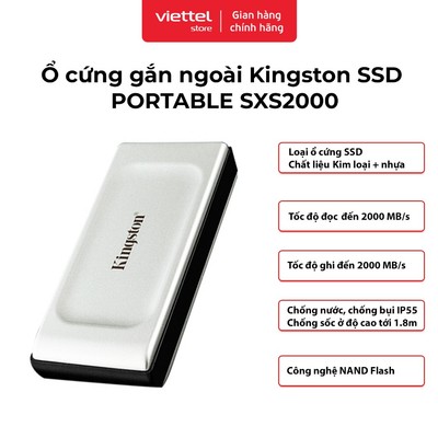 Ổ Cứng Di Động Gắn Ngoài SSD Kingston SXS2000 | USB 3.2 Gen 2x2 | 2000MB/s Read | 2000MB/s Write