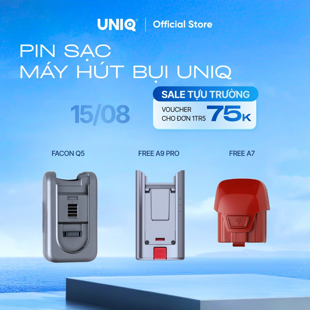 Pin sạc máy hút bụi cầm tay không dây gia đình UNIQ Free A7/ Ultra/ Falcon Q5/ A9 pro mini hút sofa 