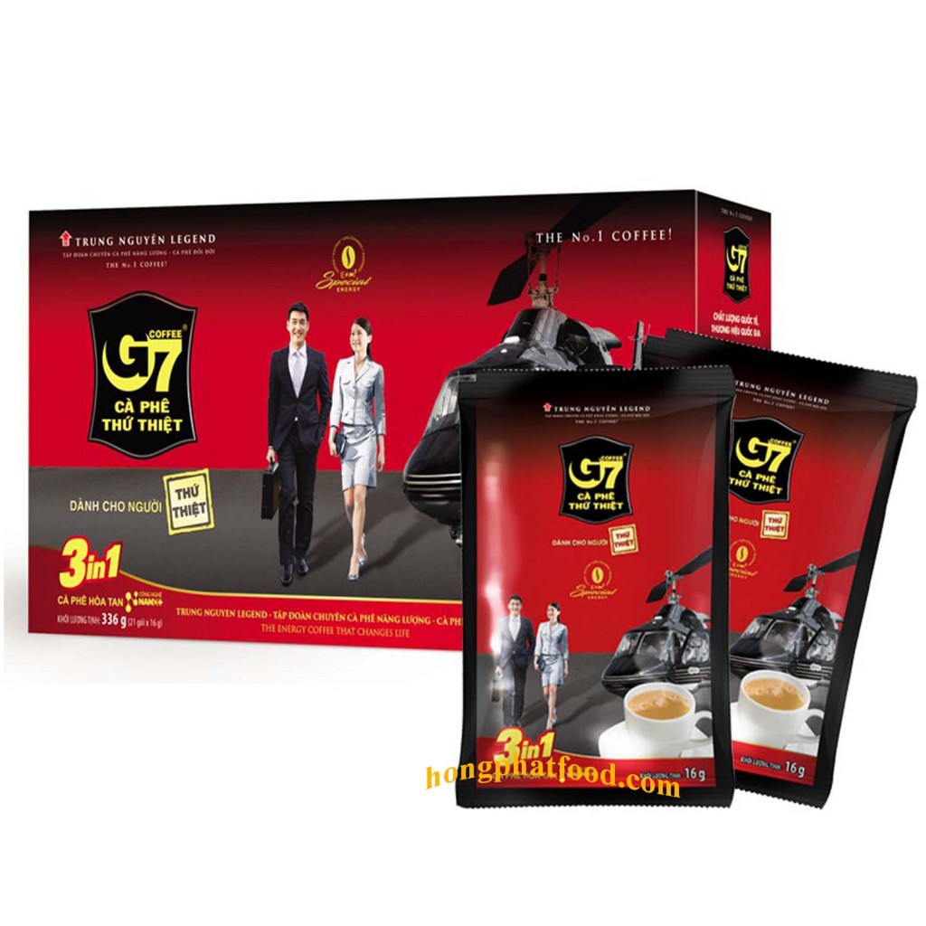 Cà Phê G7 3in1 Trung Nguyên Hòa Tan 21 Gói x 16g | Cà Phê Sữa G7 Đậm Đà Thơm Ngon | Hộp 336g
