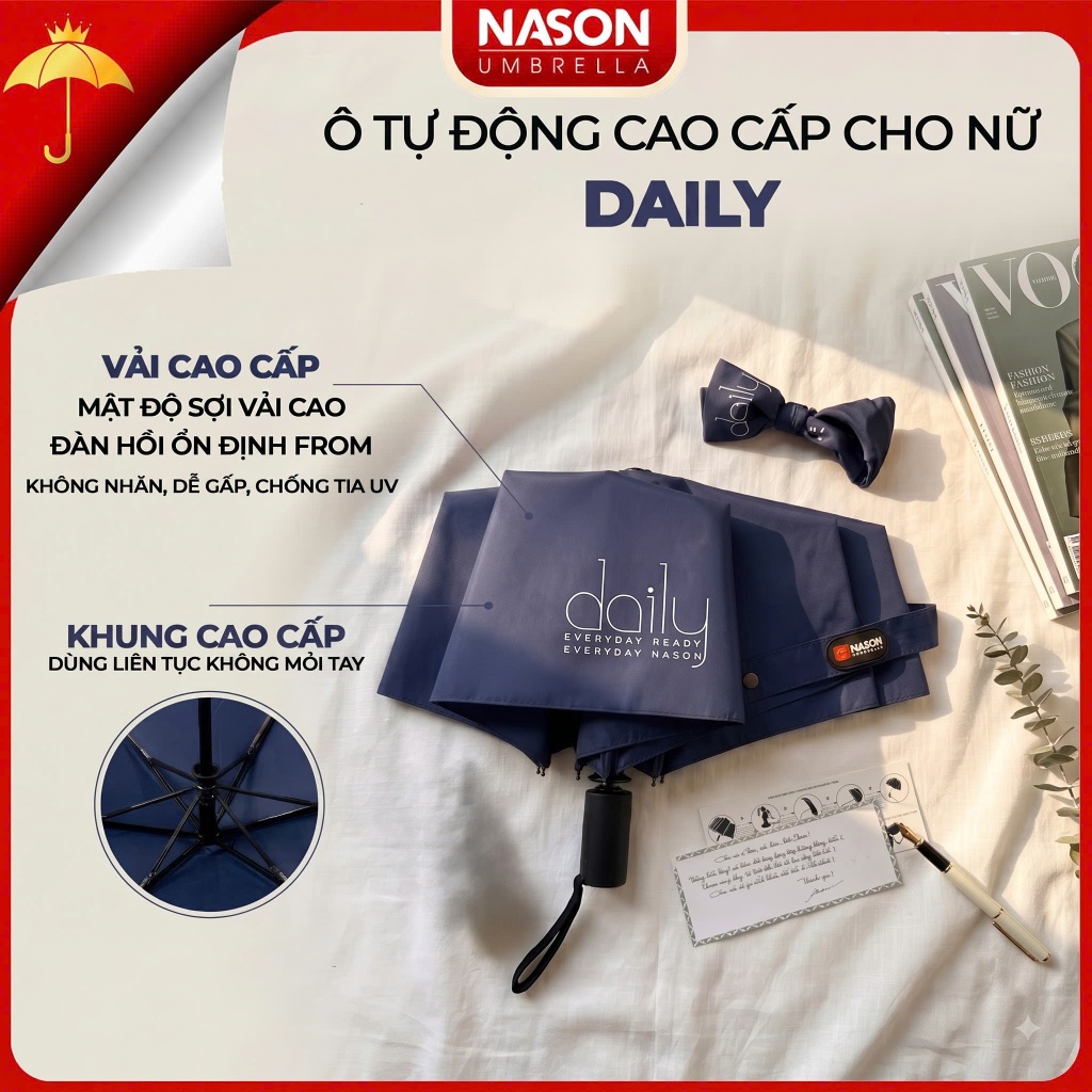 Ô dù che mưa, che nắng cầm tay nhỏ gọn NASON UMBRELLA Daily, vải 30D siêu nhẹ chống thấm nước, chống