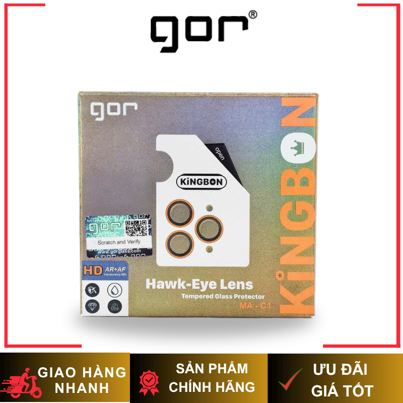 Lens Gor KingBon Bảo Vệ Camera Kính Trong Suốt Chính Hãng cho iP 16 Pro/ Pro Max | 17 Pro/ Pro Max