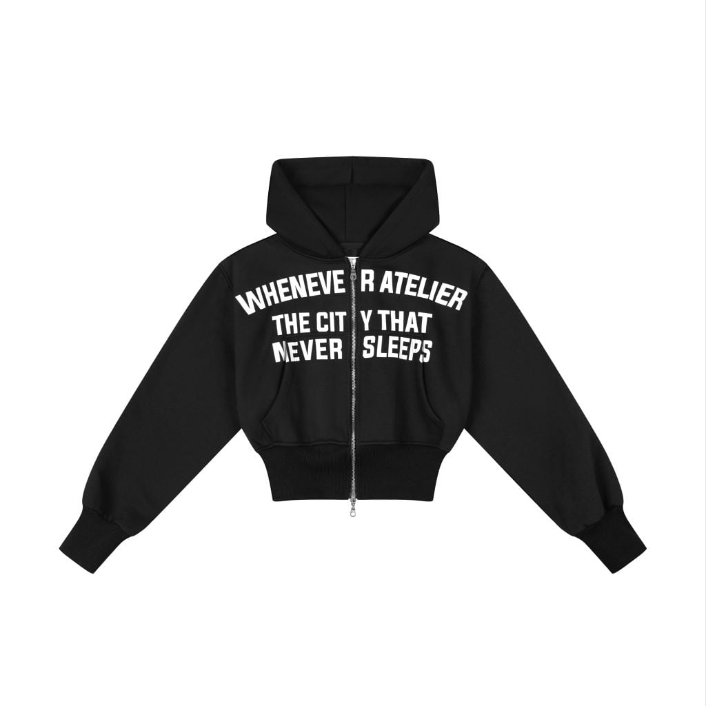 "WHENEVER" Áo Hoodie zIP Whenever SS26 CROPPED ZIP-UP Form Crop Local Brand Unisex / Black