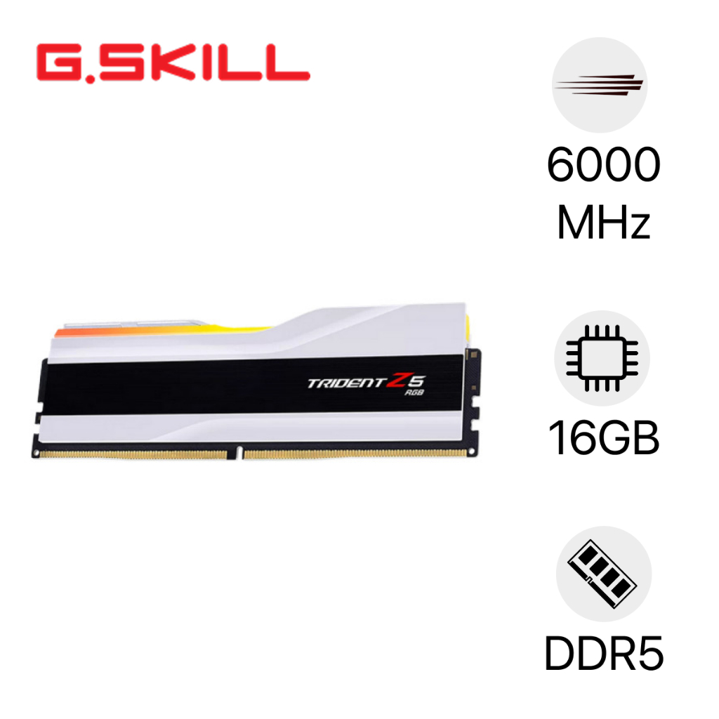 Ram DDR5  GSkill Trident Z5 RGB 16GB Bus  6000  F5-6000J3636F16GX1-TZ5RW  Intel XMP / AMD EXPO White
