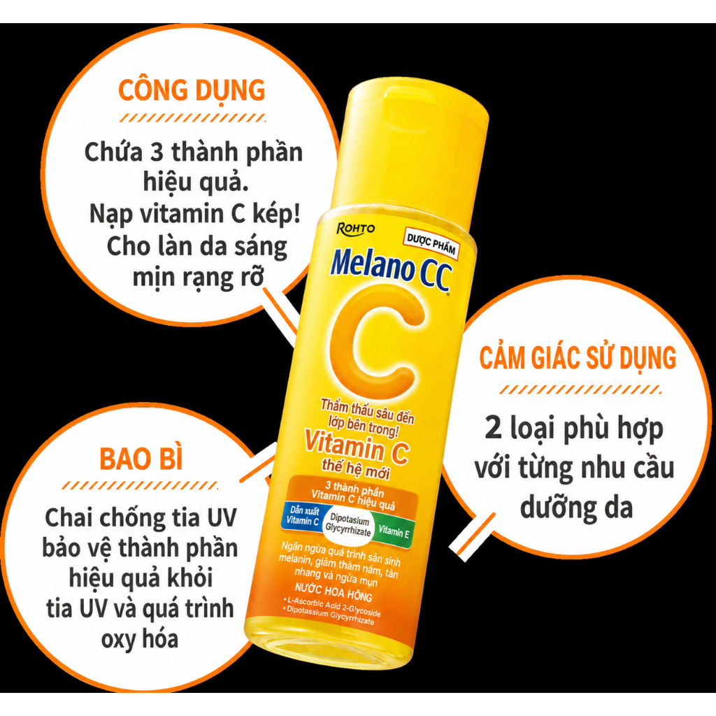 Nước hoa hồng Melano CC Rohto dưỡng trắng ngừa thâm, toner melano cc Nhật Bản 170ml