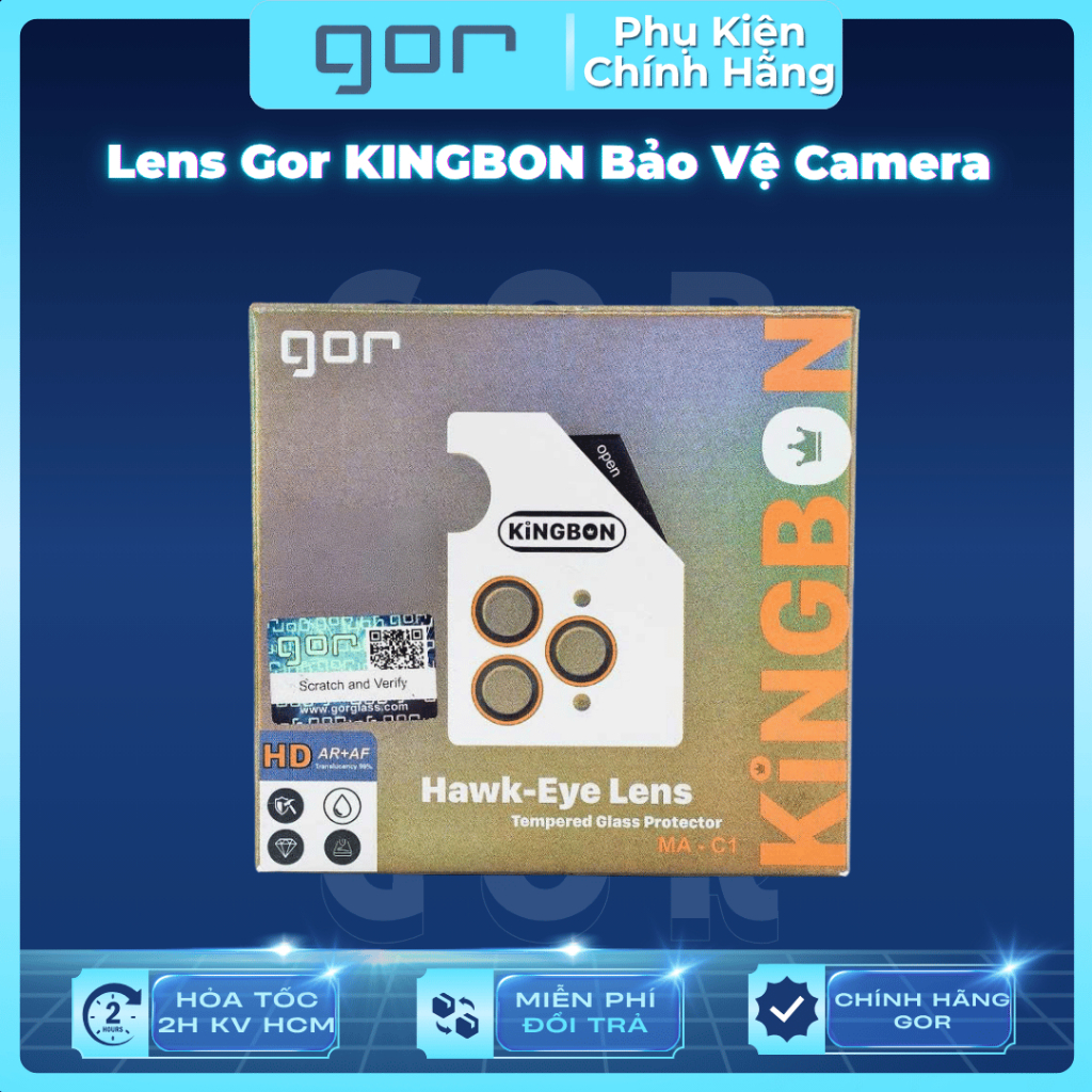 Lens Gor KingBon Bảo Vệ 3 Mắt Camera Chính Hãng cho iP 16 Pro/ Pro Max | 17 Pro/ Pro Max