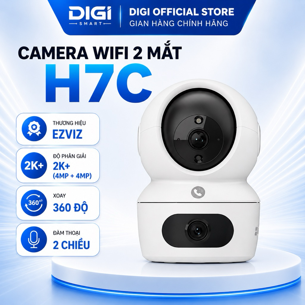 Camera Wifi 2 Mắt EZVIZ H7C 2K+ (4MP+4MP)/C7 Dual, Xoay 360 Độ - Đàm Thoại 2 Chiều - Báo Động