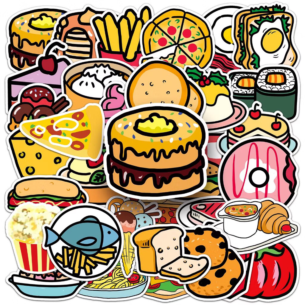 sticker fast food phiên bản hoạt hình