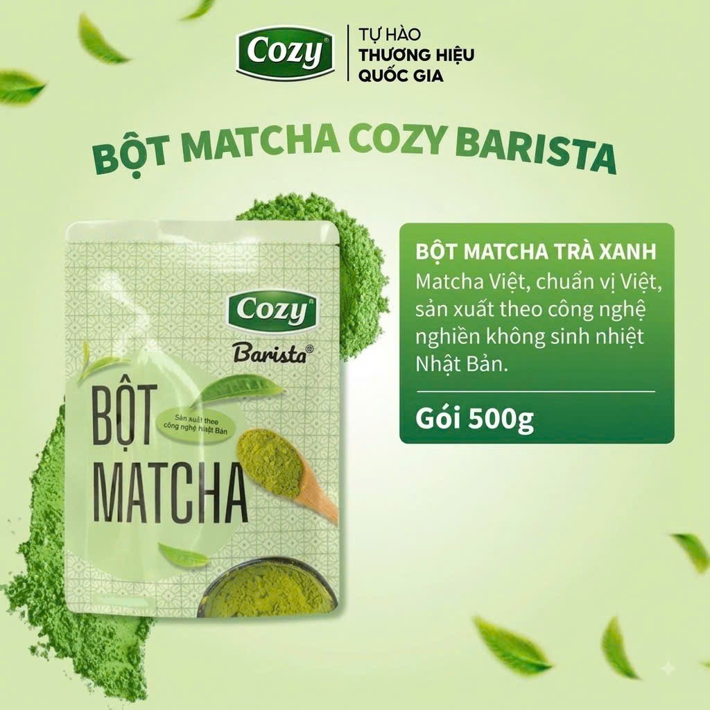 Bột Matcha Cozy Barista Gói 500gram - Pha Chế Matcha Latte Từ Trà Xanh Chất Lượng Nhật Bản