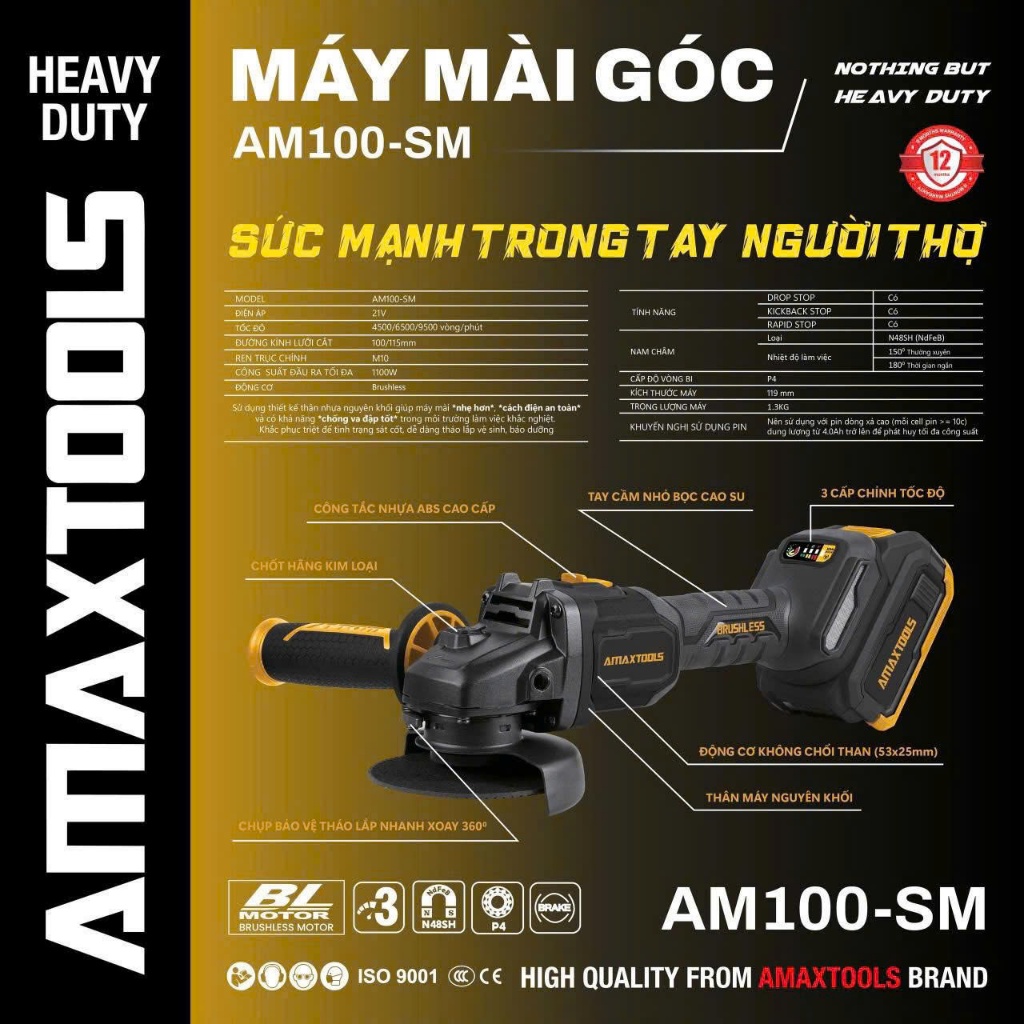 Máy mài dùng pin AMAXTOOLS AM100SM (chua có pin sạc)