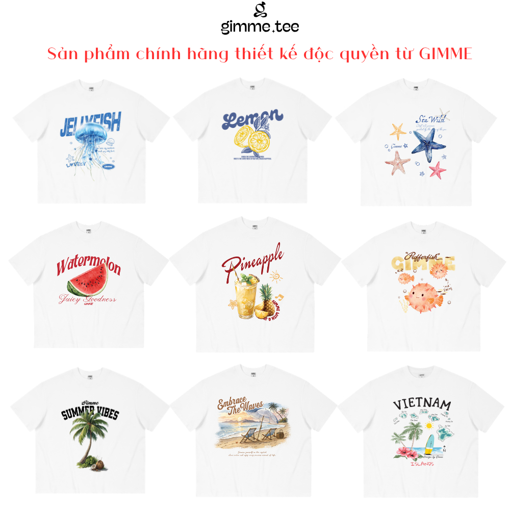[CHÍNH CHỦ GIMME] Áo Thun Boxy Đi Biển Chính Hãng Gimme - MÙA HÈ - Premium Cotton 250gsm Cotton 2 Ch