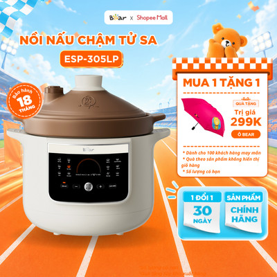Nồi Nấu Chậm Tử Sa BEAR 3L Nấu Cháo Chậm Đa Năng Công Nghệ Vi Áp Tiên Tiến Kho Hầm Ninh Nồi Đất Tử Sa ESP-305LP