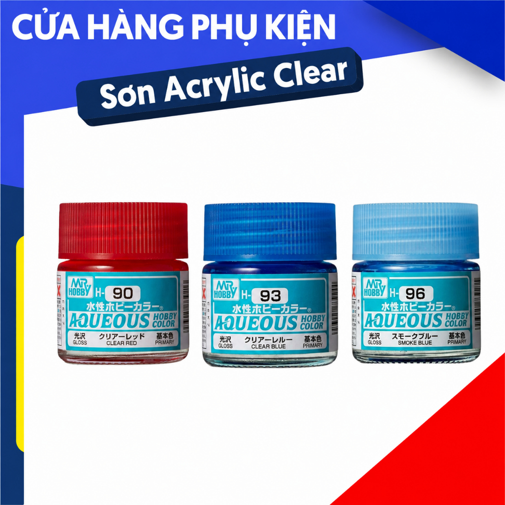 (H20 ~ H96) Sơn mô hình gốc nước Acrylic - Aqueous mã H dạng màu clear Mr. Hobby - Mr.Color