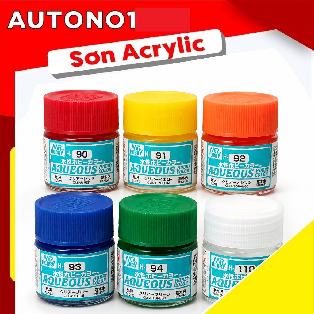 Acrylic - Aqueous dòng sơn màu clear ( H90-H96 ) sơn mô hình gốc nước chính hãng Mr.Hobby