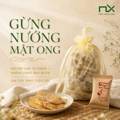 Gừng Ăn Vặt, Gừng Nướng Mật Ong, Ăn Vặt Pantry Văn Phòng, Khay Teabreak Tiện Lợi Cho Spa, 100 Gói