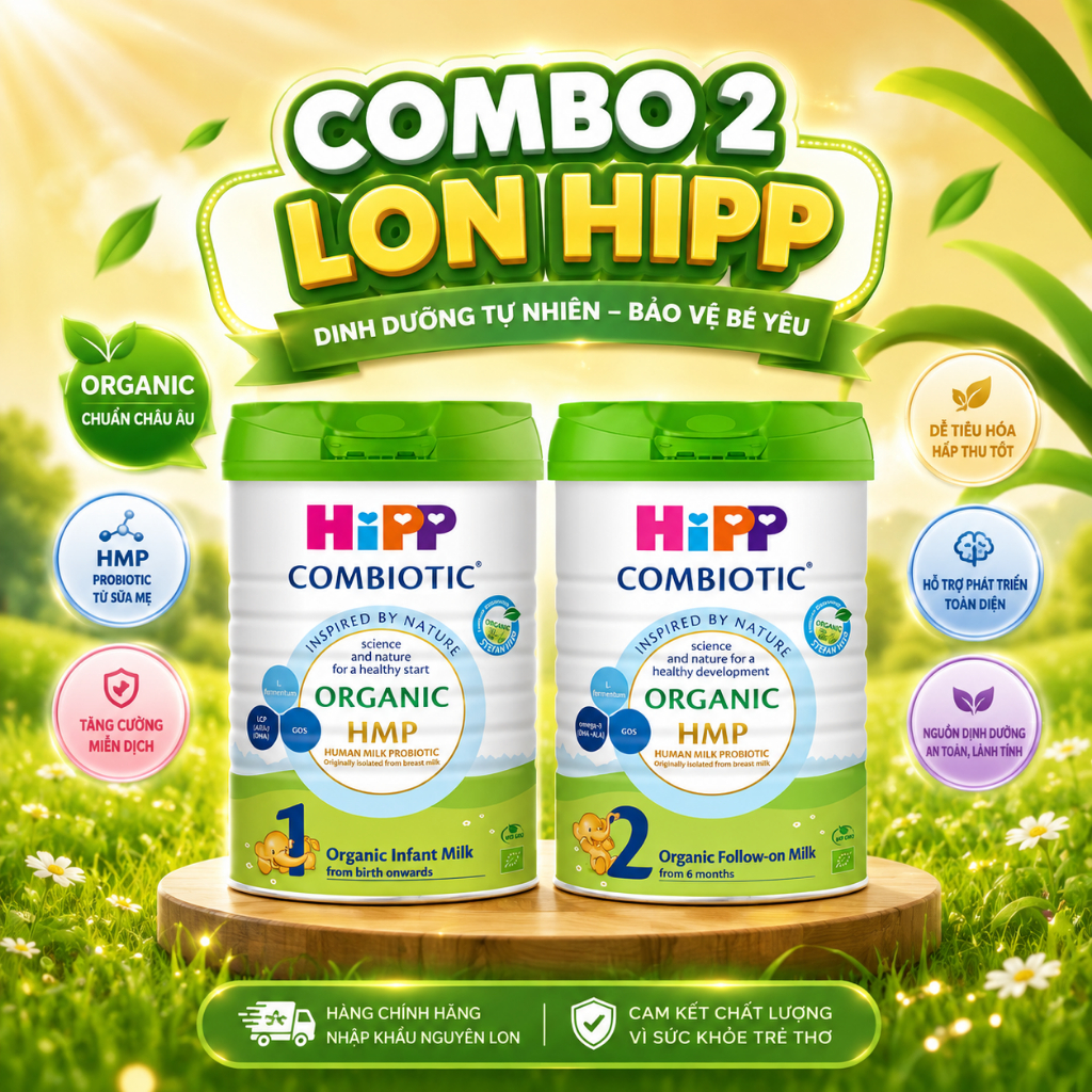 COMBO 2 LON HIPP BÒ - Hipp Combiotic Organic lon 800g chính hãng