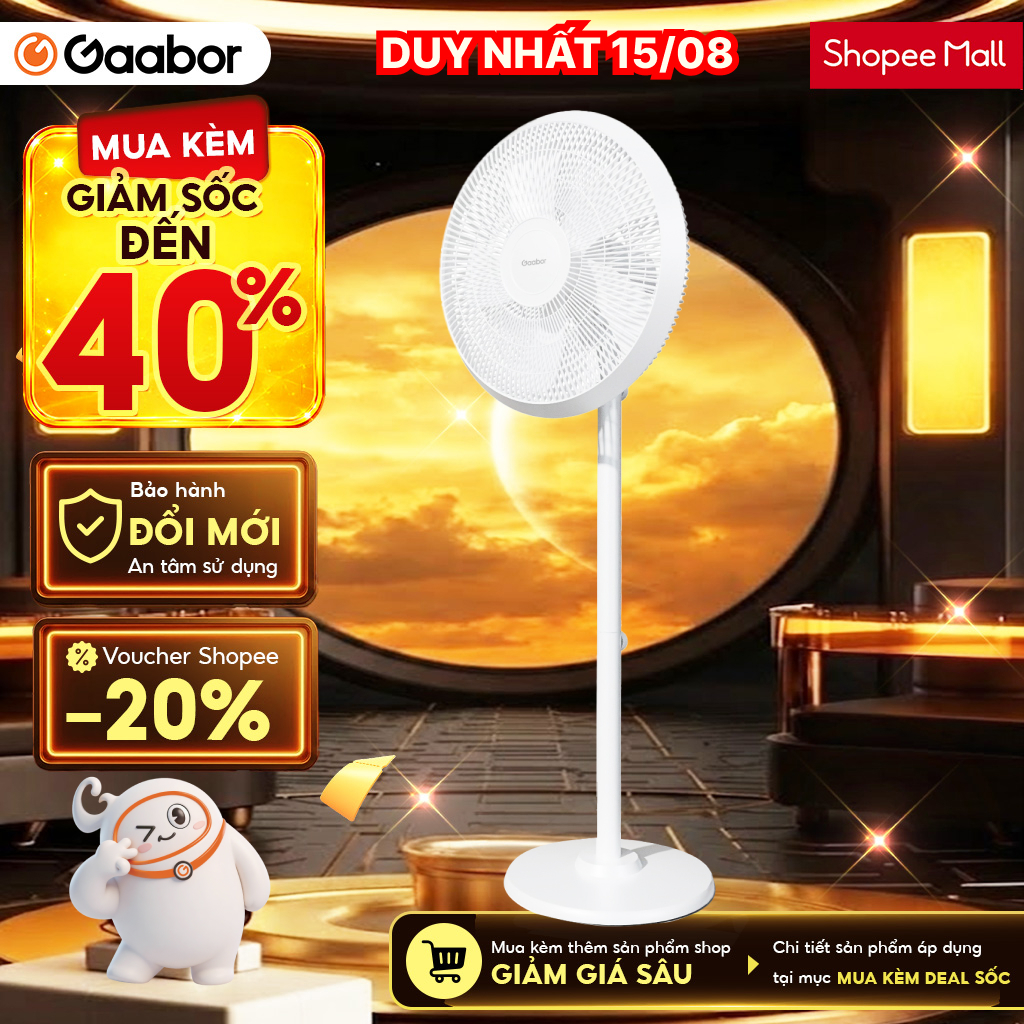 Quạt cây đứng Gaabor FM430M-WH05A / GFD-N400A01 xoay tự động tuần hoàn có 3 chế độ gió tùy chỉnh