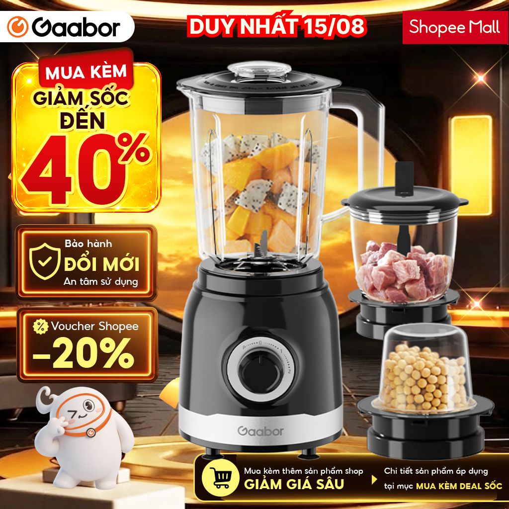 [Độc quyền Shopee] Máy xay sinh tố Gaabor JM-16M02A màu đen đa năng 3in1 dung tích lớn 500W