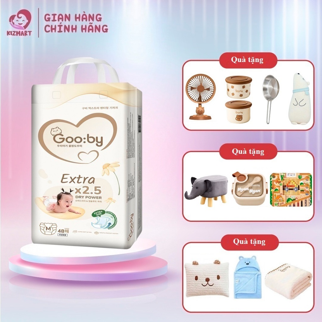 (Combo 2) Tã/bỉm Gooby Extra mềm mại, chống tràn, siêu thấm hút đủ size cho bé 4-30KG
