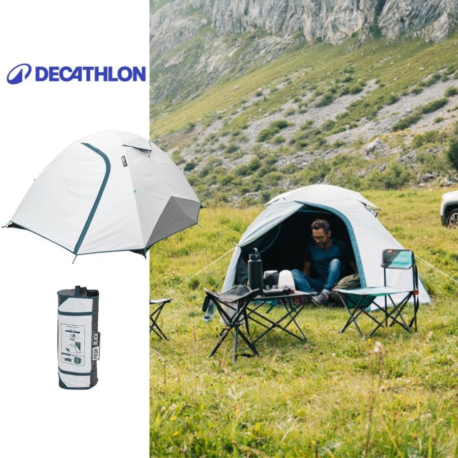 Lều dã ngoại mh100 fresh & black cho 3 người trắng DECATHLON quechua mã 8576111