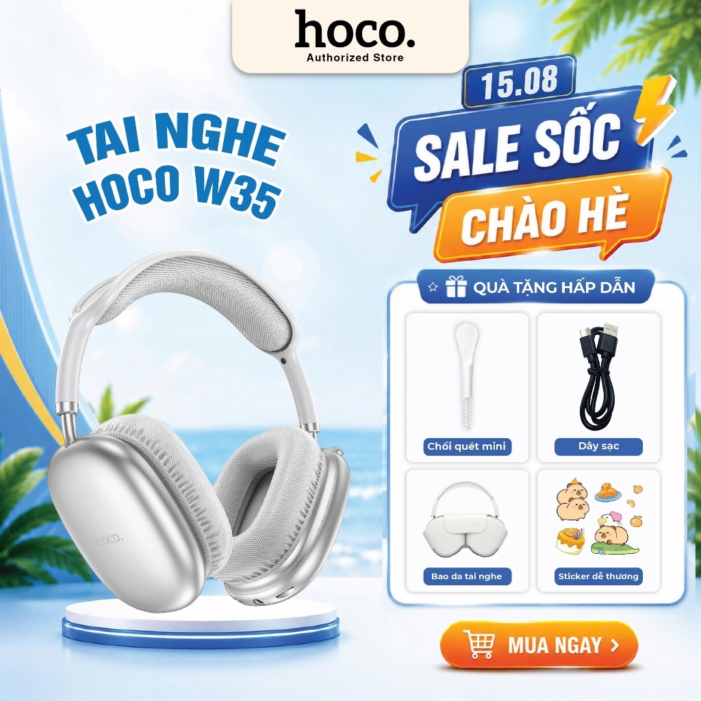 [Tặng bọc tai nghe] Tai nghe chụp tai HOCO W35 Air bluetooth 5.3 chính hãng giá rẻ, tai nghe headphone, pin 45h