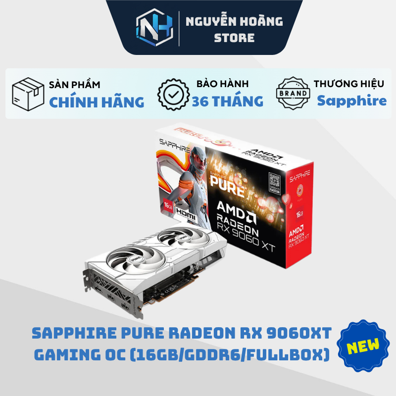 VGA card màn hình Sapphire Pure Radeon RX 9060XT Gaming OC 16GB