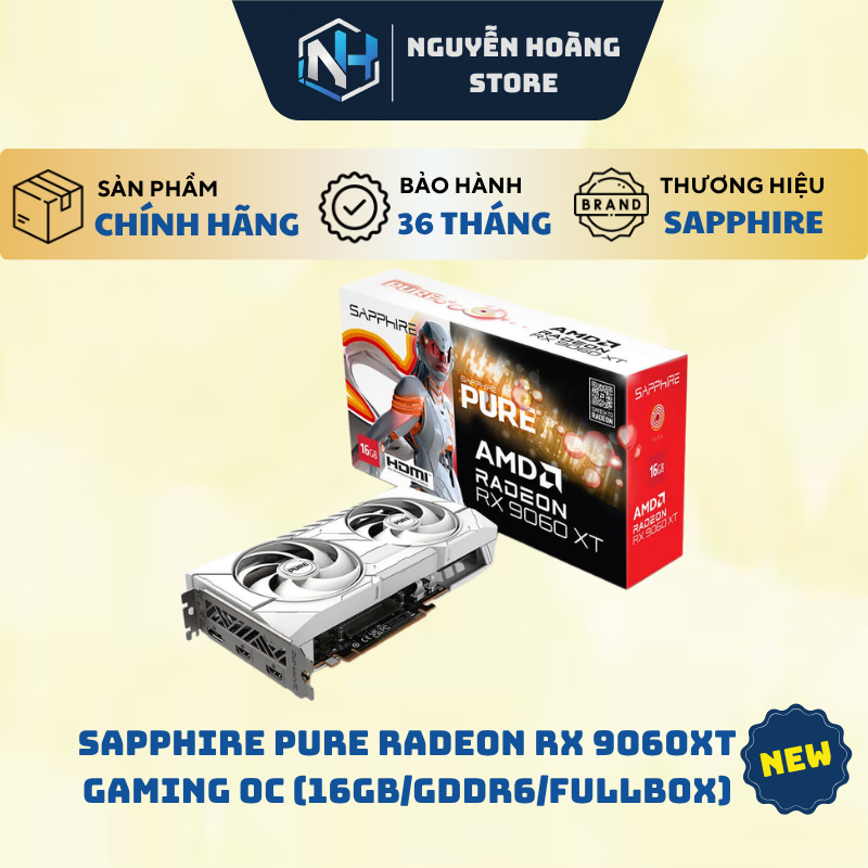 VGA card màn hình Sapphire Pure Radeon RX 9060XT Gaming OC 16GB