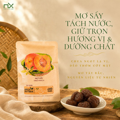 Trái Cây Sấy Nam Xanh, Mơ Tây Bắc Sấy Tách Nước, Chua Ngọt Lạ Vị, Nguyên Liệu Tự Nhiên, Túi 40g