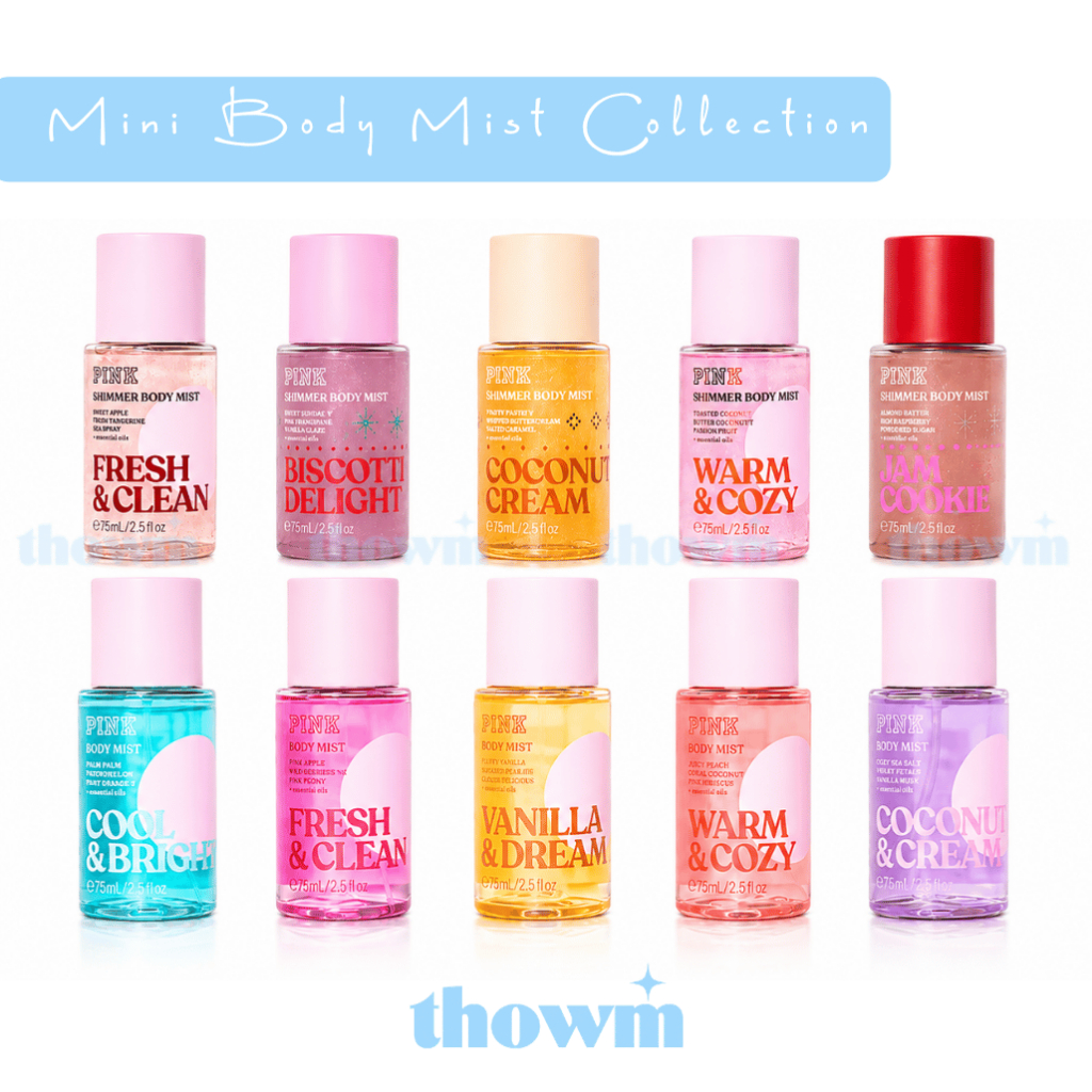 [ TRAVEL SIZE ] Cool & Bright | Fresh & Clean | Vanilla Dreamy - Body Mist Pink 75ml