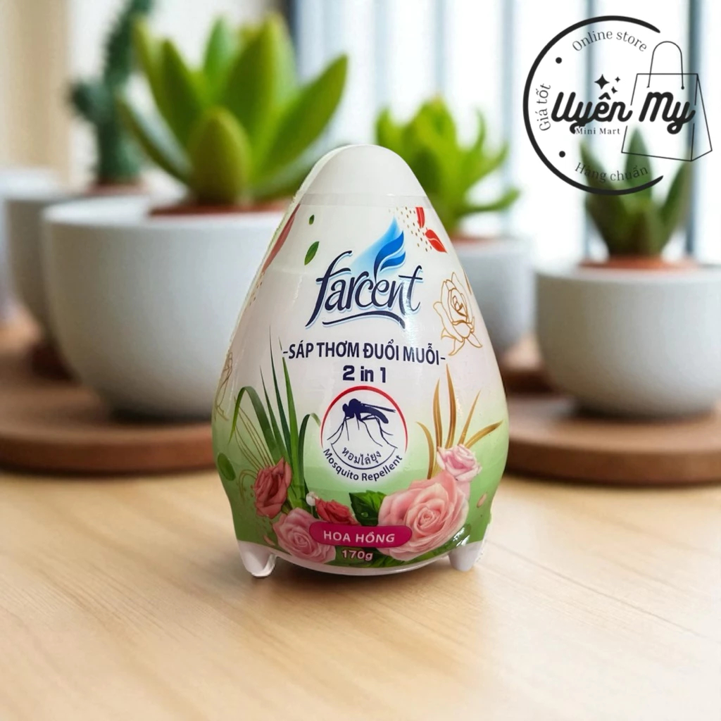 Sáp thơm đuổi muỗi Farcent 2 in 1 hương hoa hồng 170g - Sáp thơm phòng chính hãng