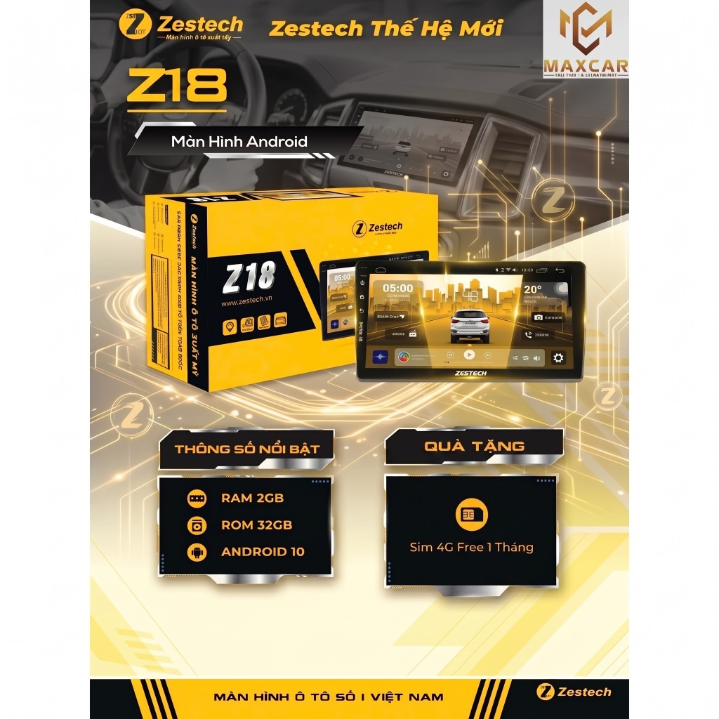 Màn Hình Android Ô Tô Zestech Z18 - RAM 2GB, ROM 32GB, Android 10