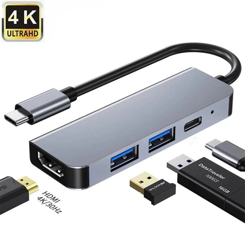 Bộ Chia Cổng Mở Rộng HUB 4 in 1 Có HDMI Chuẩn 4K/30Hz – Đầu Cắm Type C/USB 3.0…