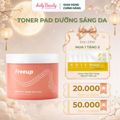 Toner Pad Dưỡng Sáng Da Vitamin Freeup Brightly Smile Vita Pad hộp 80pads