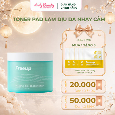 Toner Pad Làm Dịu Da Nhạy Cảm Freeup Peaceful Skin Soothing Pad Hộp 80pads