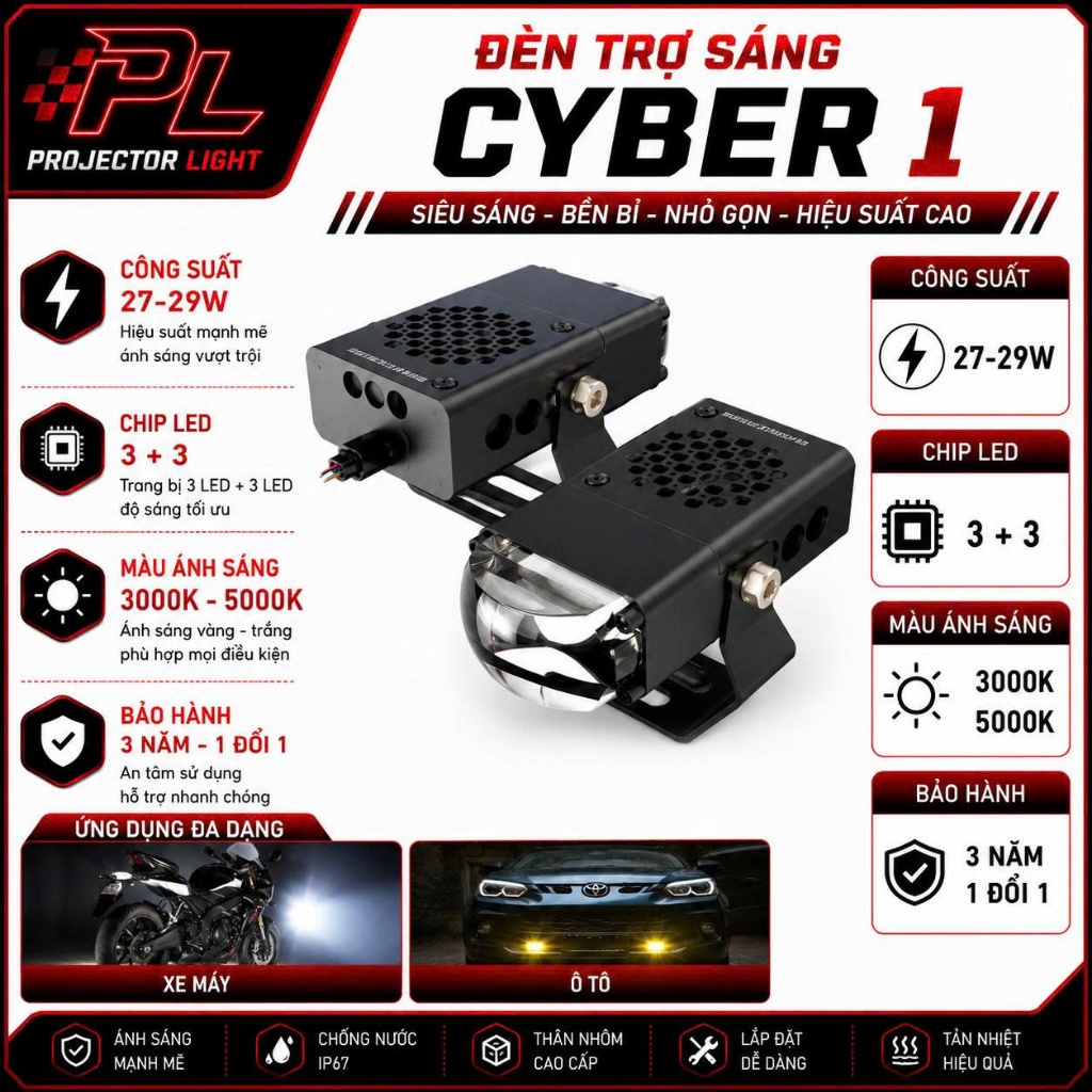 ĐÈN TRỢ SÁNG CYBER 1 BULBTEK (BH 3 NĂM)