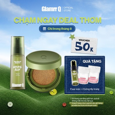 Combo Glamrr Q Cushion &  Xịt Khóa Nền Cố Định Glamrr Q Vegan Super Stay Makeup Fixer 50ml