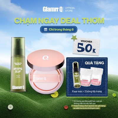 Combo GLAMRR Q LONG WEAR DD CUSHION SPF50+/PA+++ (New Version, 1 lõi 12g) & Xịt Khóa Nền Cố Định Thuần Chay Da Nhạy Cảm