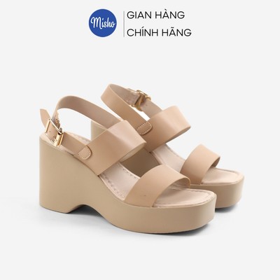 Sandal Đế Xuồng 9p Đúp Mũi 2p Misho Quai Ngang Đế Chống Trơn Trượt Có Lớp Đệm Không Đau Chân