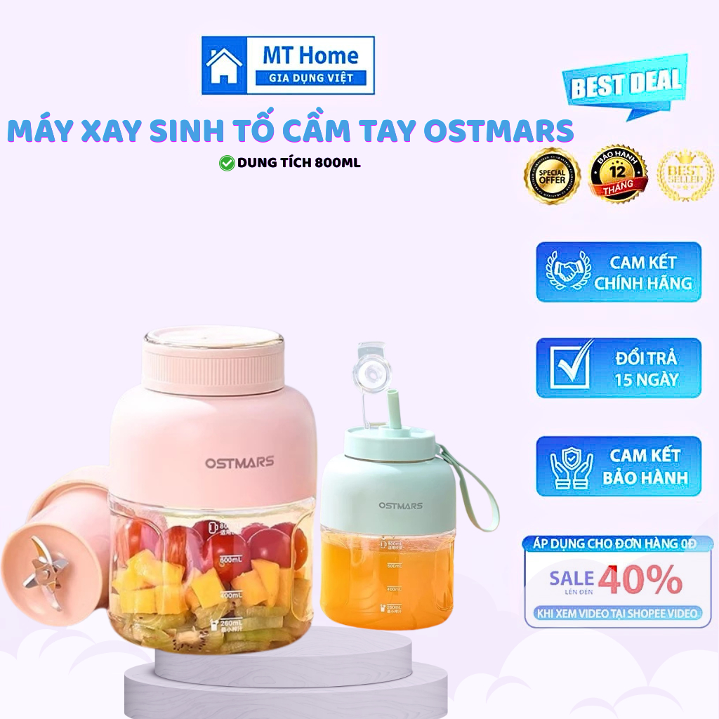 Máy xay sinh tố đa năng OSTMARS Dung Tích Lớn 800ml , máy xay sinh tố cầm tay OSTMARS,máy xay Sinh T