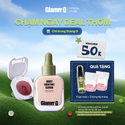 Combo Glamrr Q Kem nền Skintint (30ml) & Má hồng kem đa năng Lip Cheek Pot (1.8g)