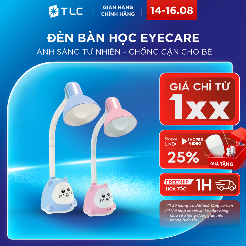 Đèn Bàn Học Chống Cận TLC LIGHTING 6W Chip OSRAM Cao Cấp, Công Nghệ EyeCare+ Ánh Sáng Tự Nhiên Bảo V