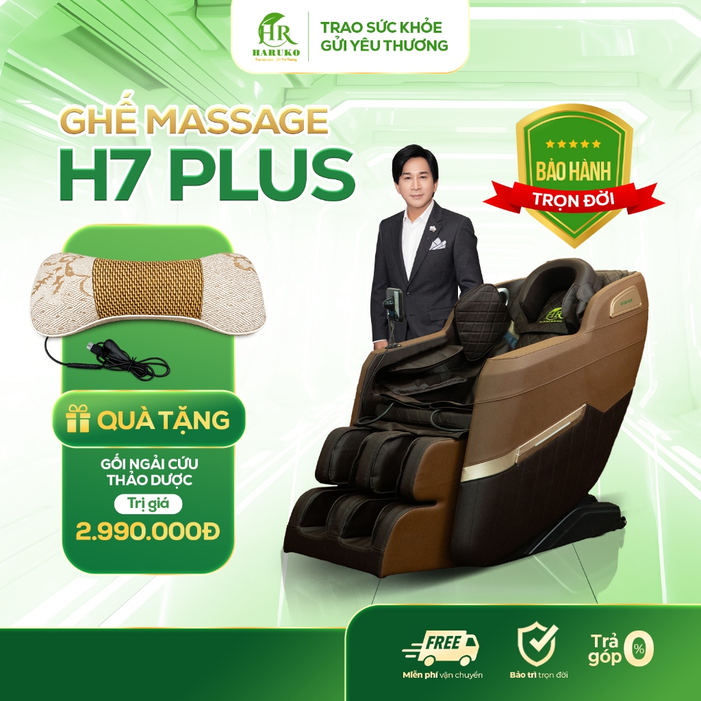 Ghế massage toàn thân HR Haruko H7 Plus, máy massage con lăn 3D, lắp đặt tại nhà bảo trì tại nhà