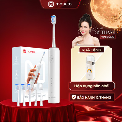 Bàn chải điện Masuto NEO chuyển động kép, công nghệ sóng siêu âm - Sạch sâu phù hợp răng nhạy cảm, chống nước IPX7
