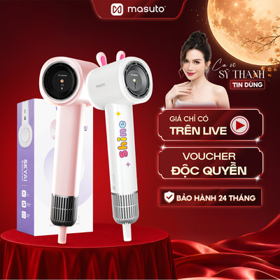 [GIÁ SHOCK TRÊN LIVE] Máy sấy tóc ion âm Masuto SkyAI tự động điều chỉnh nhiệt độ, bảo vệ tóc tối ưu, bảo hành 24 tháng