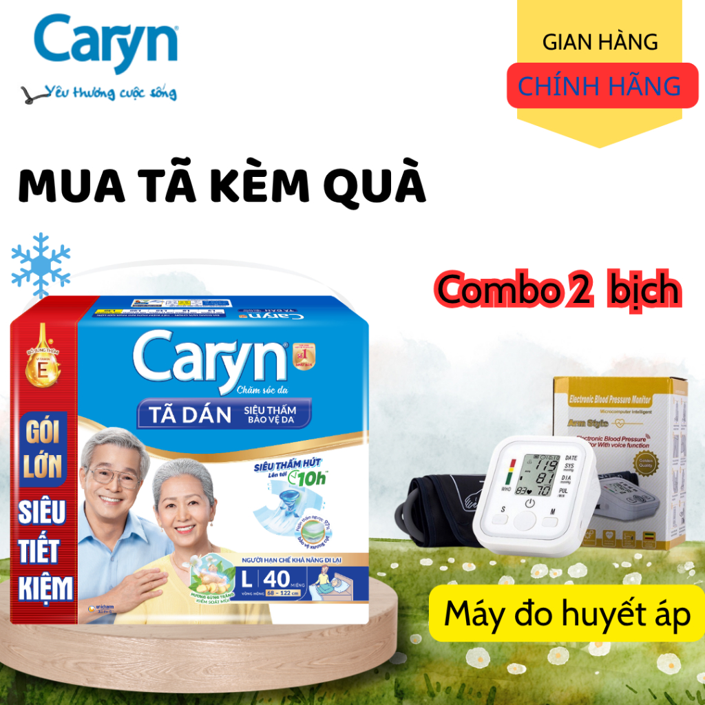 [MUA 2 TẶNG MÁY ĐO HUYẾT ÁP] Tã dán Caryn M20, L20, XL20, M40, L40 miếng