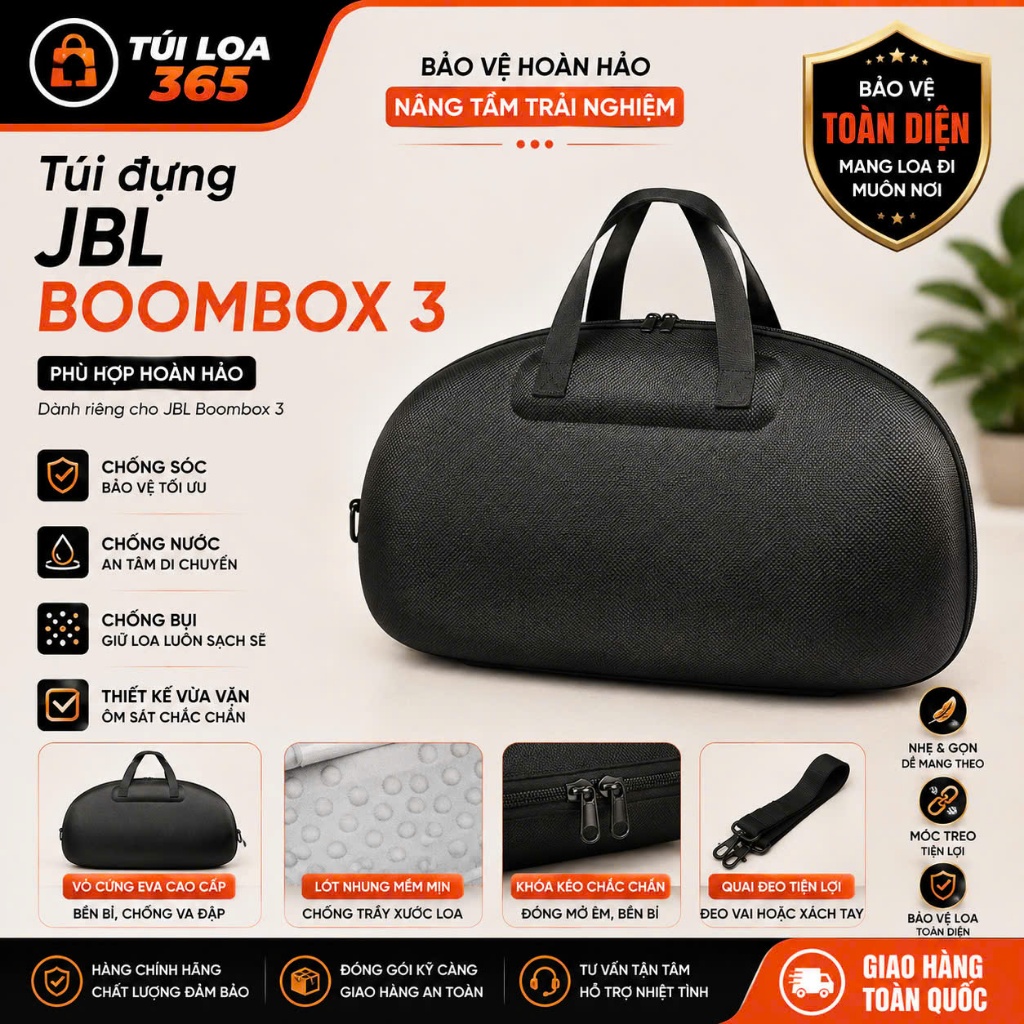 Túi Đựng Loa JBL Boombox 3 EVA Cao Cấp Chống Sốc Bảo Vệ Loa Kèm Ngăn Phụ Kiện