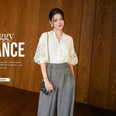 Áo Sơ Mi Ren Nữ Tay Bông MY WAY Cách Điệu Sang Trọng 5MA07367
