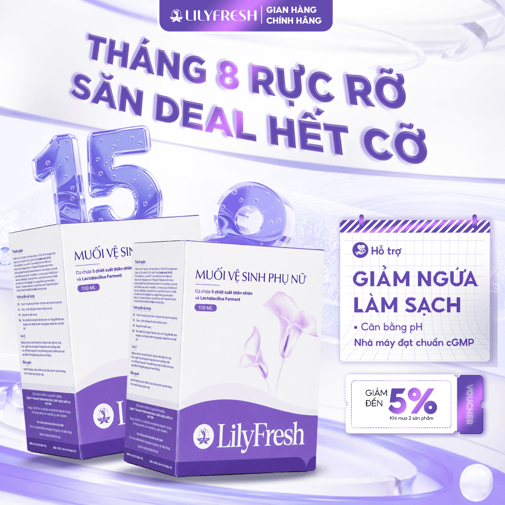 [2026 BAO BÌ MỚI] Bộ 2 Muối Vệ Sinh Phụ Nữ LilyFresh, Trầu Không Hỗ Trợ Giảm Mùi, Giảm Ngứa, Cân Bằn