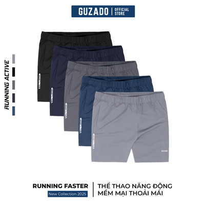 Combo 2 Quần Đùi Nam GUZADO Vải Thun Co Giãn, Dáng Run Ngắn Gọn Gàng, Dễ Dàng Vận Động CB2GSR10-CB2GASA25S002