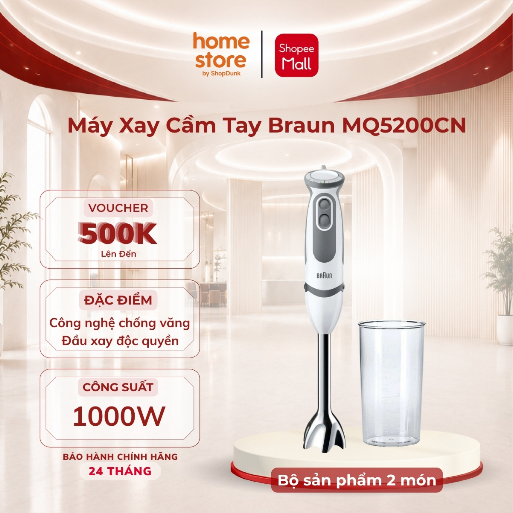 Máy Xay Cầm Tay Braun MQ5200CN Công Suất 1000W - Chính Hãng, Tiện Lợi